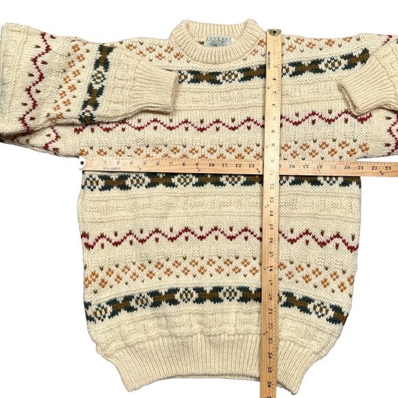 Vintage 90s Blarney Woolen Mills Wool Fair Isle Cream Thick Sweater Mens Medium - Picture 9 of 9